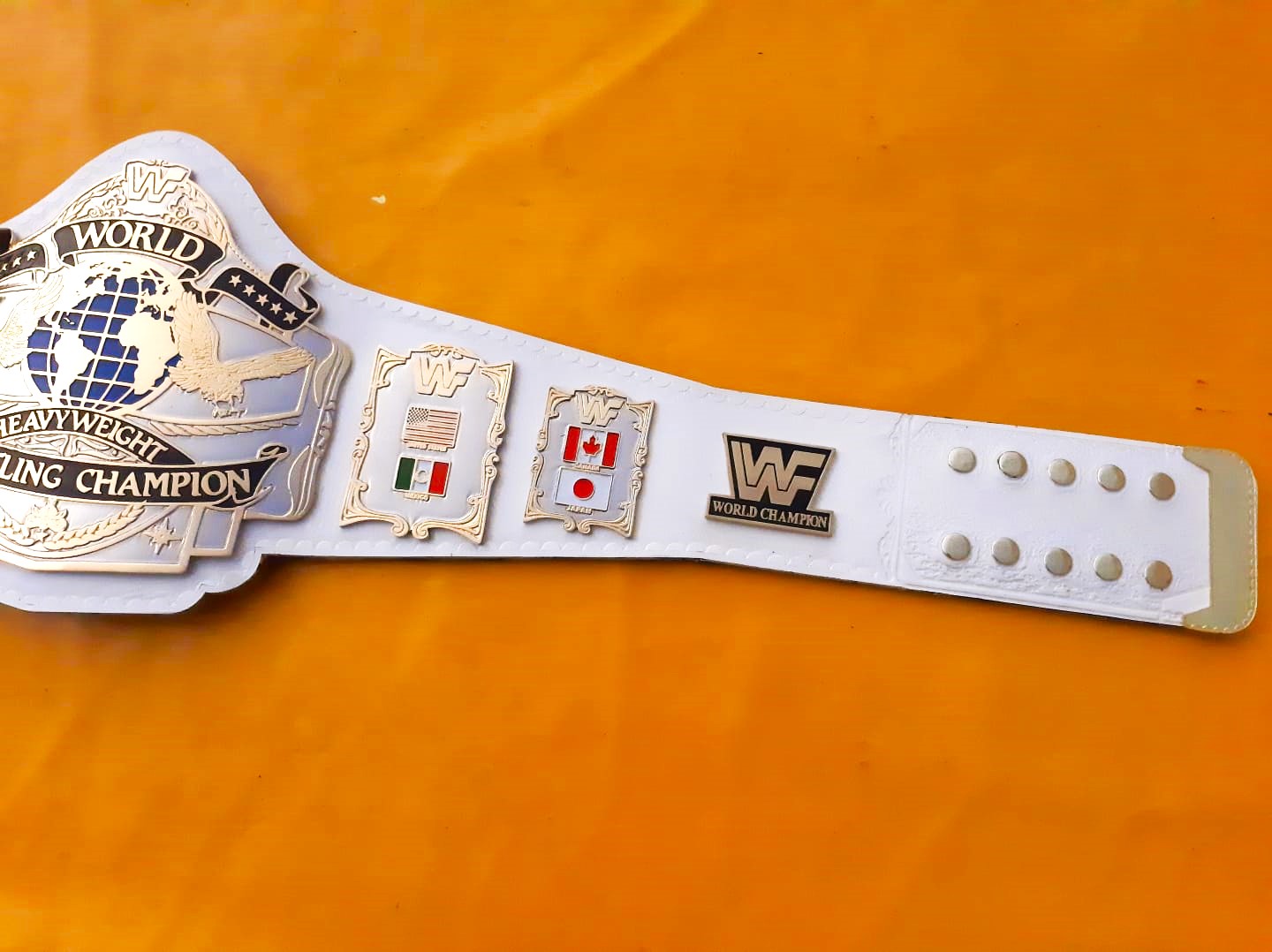 WWF ANDRE 87 White Leather Strap Championship Replica Title - THE BELTS BROTHERS LTD