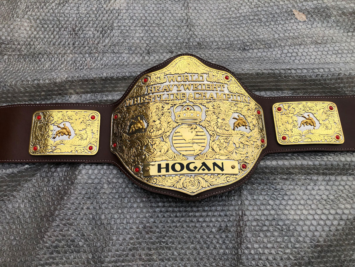 WCW Big Gold Dual Plated Championship Replica Title Belt - THE BELTS BROTHERS LTD
