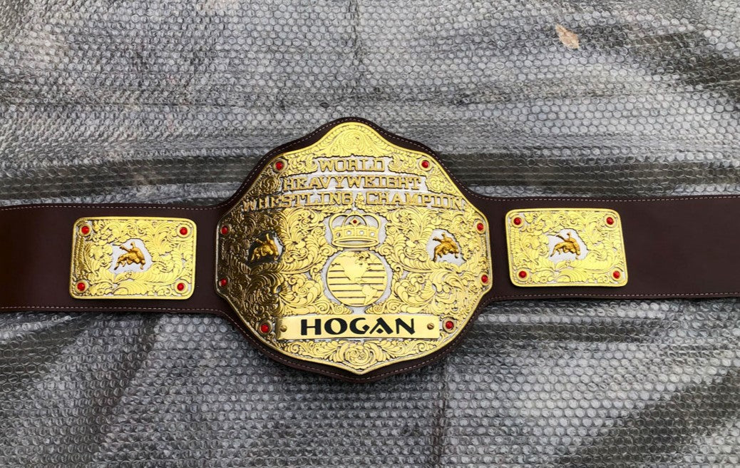 WCW Big Gold Dual Plated Championship Replica Title Belt - THE BELTS BROTHERS LTD